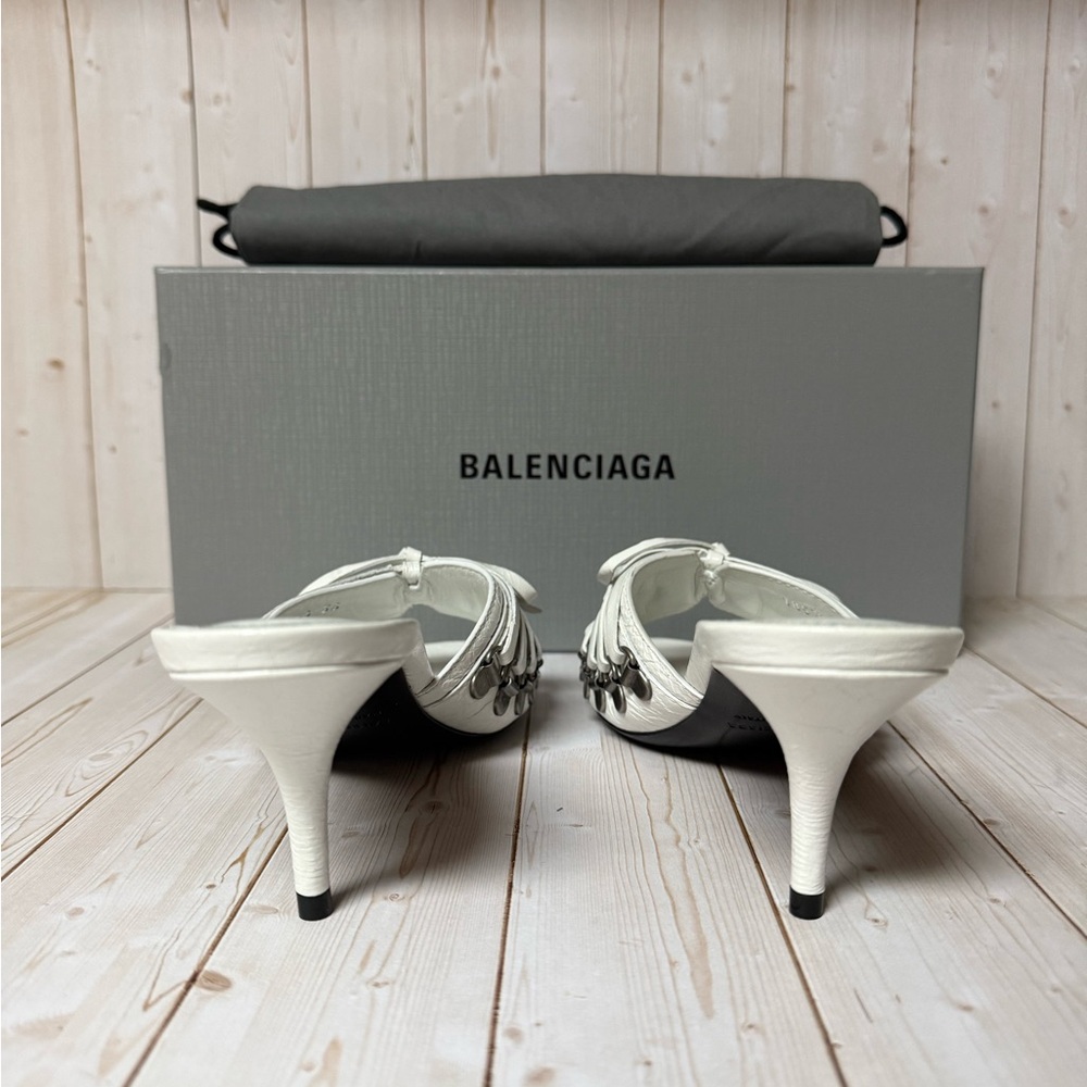 Balenciaga Cagole Leather Slide Sandal Optic White Sz 36 / 6 - Picture 14 of 16